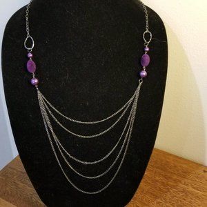 Purple 5 Strand Necklace & Earring Set